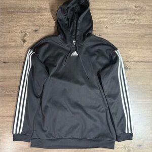 Adidas Black Classic Three Stripe Sleeve Athletic Hoodie Medium